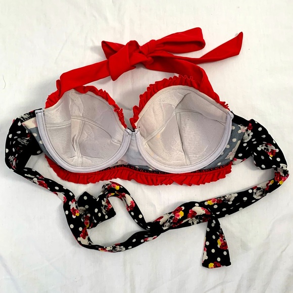 Hot Topic Polka Dot Skull & Roses Underwire Bikini Top - Picture 2 of 4